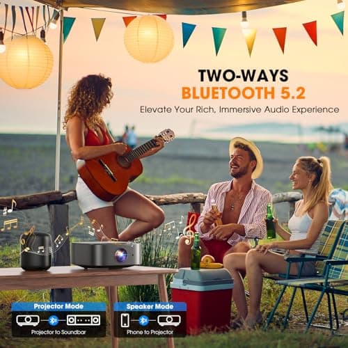 [2025 Netflix-Official | 386+ Built-in Apps] DBPOWER E2 Smart Projector with WiFi and Bluetooth, Mini Projector 4K with Netflix, Youtube, Disney+, Hulu, Max, Crunchyroll w Portable Case
