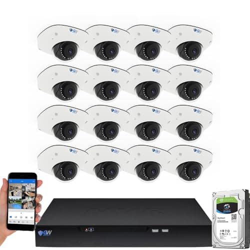 GW Security 16 Channel NVR UltraHD 4K Face Recognition NDAA & TAA Compliant Security Camera System with 16 x 8MP @25FPS Outdoor & Indoor PoE Dome Cameras, 10 Smart AI Functions