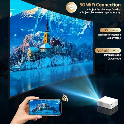 1800 Ansi Smart Outdoor Projector 4K with WIFI and Bluetooth,Auto Focus,ARC,DoIby Audio,PPT,Outdoor Movie Home Projector 4k HDR10+30W Speaker,500''Display,Compatible w/ TV Stick,iOS,Android,PC