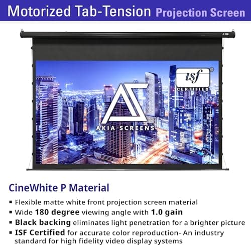 Akia Screens 105 inch Motorized Projector Screen Tensioned 16:9 Retractable Projector Screen Indoor Movie Screen Compatible with UST, Short, Standard Throw Projection for 4K Home Theater, AK-ELT105H