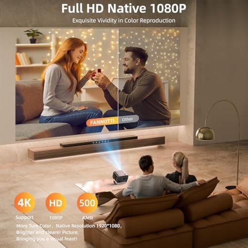 Smart Projector with WIFI and Bluetooth, 800ANSI Native 1080P Portable Projector Built-in Apps, Auto Keystone & Electric Focus Movie Projector for Home Theater, Compatible with IOS/Android/HDMI/USB