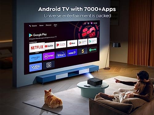 Projector 4K with Google TV, YABER K2s 1000 ANSI WiFi 6 Bluetooth Projector, Sound by JBL, Dolby Audio, Auto Focus & Keystone,Native 1080P 4K Supported Outdoor Movie Projector with Netflix 7000+ Apps