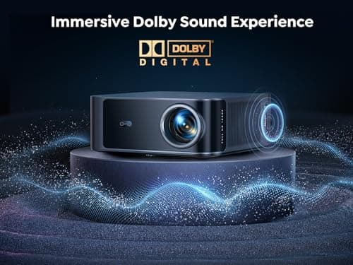 [1200 ANSI/Netflix-Licensed/36W Dolby Audio] Smart Projector with WiFi 6 and 2-Way Bluetooth, Auto Focus & Keystone, TOPTRO X9 4K Supported Outdoor Movie Projector, Gray
