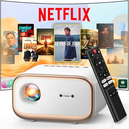E1 Pro Netflix-Certified Smart Projector, 550 ANSI Lumens, WiFi Bluetooth, Auto Focus & Keystone, Native 1080P & 4K Support, Full-Sealed Optical Engine, Portable Home Theater for Indoor/Outdoor
