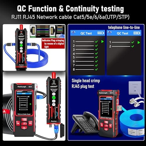 NOYAFA NF-859GK Network Cable Tester with IP Tester 10mw Visual Fault Locator,PING/POE/RJ45 RJ11 CAT5 CAT6 Cable Toner Ethernet Tester for Phone Lines CAT3, Ethernet,Wire Tracer LAN Network Tool