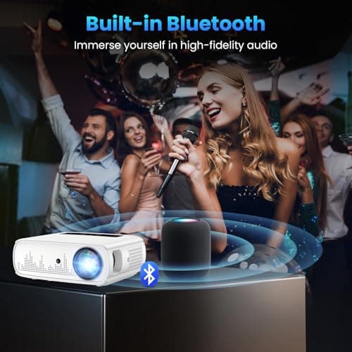 GROVIEW Projector, 15000lux 490ANSI Native 1080P WiFi Bluetooth Projector, 300'' Video Projector, Supports 4K & Zoom, 5G Sync, Compatible with HDMI USB/ AV/ Smartphone/ Pad/ Laptop/ DVD/ TV Stick/ PS5