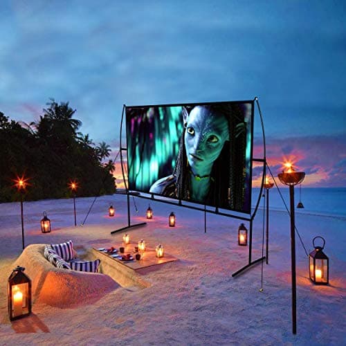 Projector Screen with Stand Foldable Portable Movie Screen（16：9）, HD 4K Double Sided Indoor Outdoor Projection Screen for Home Theater (100 Inch) …