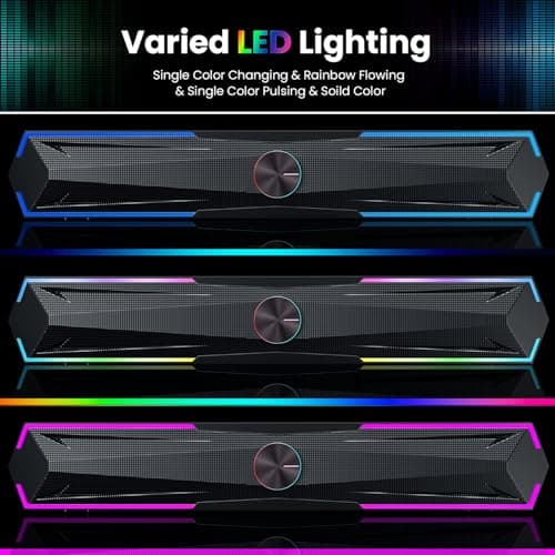 Bluetooth Computer Speakers for Desktop with Clear Sound, Flowing LED Computer Speaker for Desktop Laptop Monitor, Bluetooth & USB Input Black