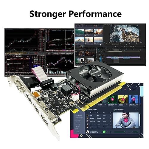 QTHREE GeForce GT 730 4GB DDR3 Low Profile Graphics Card, 2X HDMI, DP, VGA, PCI Express 2.0 x8,Gaming Video Card,Computer GPU for PC