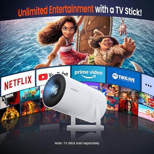 Mini Projector with Two-way Bluetooth, Portable Movie Projector with 180° Rotatable, 1080P HD Supported, Auto Vertical Keystone, Compatible with Smartphone, TV Stick, Laptop, HDMI, USB