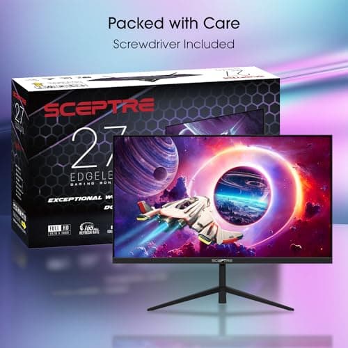 Sceptre 27-inch Gaming Monitor 165Hz 144Hz 1ms AMD FreeSync Premium HDMI DisplayPort Build-in Speakers, 99% sRGB Machine Black (E275B-FWD168 Series)