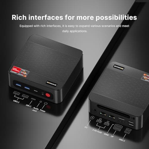 P4 Mini PC,AMD Ryzen 7 5700U(8C/16T, up to 4.3Ghz) 32GB DDR4 1TB NVMe SSD Mini Computers, Dual 2.5G LAN Ports, Dual NVMe Slots, Triple Display, WiFi 6, BT5.2