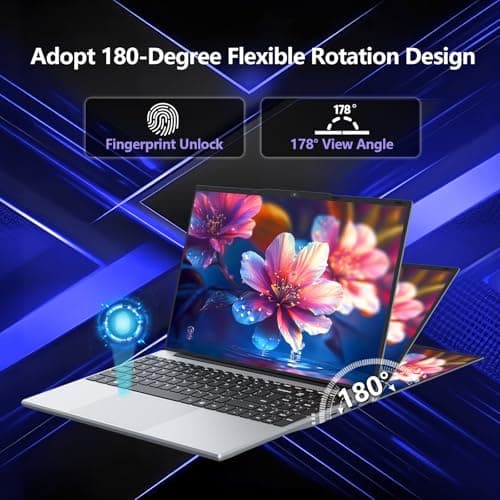 15.6 inch Gaming Laptop 2025, Laptop Computer with N95 Quad-Core up to 3.4GHz, 16GB DDR4 1TB SSD, Backlit Keyboard, Fingerprint Unlock, FHD 1920 * 1080, WiFi5, BT4.2, Win 11 Pro(Silver)