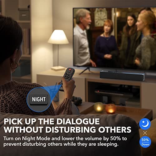 Small Sound Bar for TV, PC, Gaming, Surround Sound System, Mini TV Speaker Soundbar with Bluetooth/HDMI ARC/Optical/AUX/USB Connections
