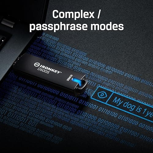 Kingston Ironkey D500S 128GB Encrypted Flash Drive | Dual Hidden Partition | FIPS 140-3 Level 3 | XTS-AES 256-bit | BadUSB and Brute Force Protection | Multi-Pin Option | IKD500S/128GB