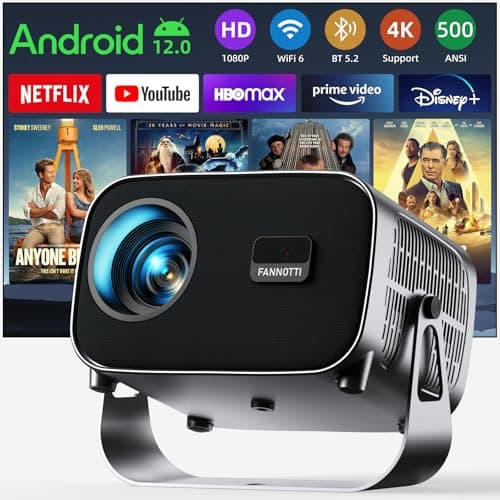 Smart Projector with WIFI and Bluetooth, 800ANSI Native 1080P Portable Projector Built-in Apps, Auto Keystone & Electric Focus Movie Projector for Home Theater, Compatible with IOS/Android/HDMI/USB