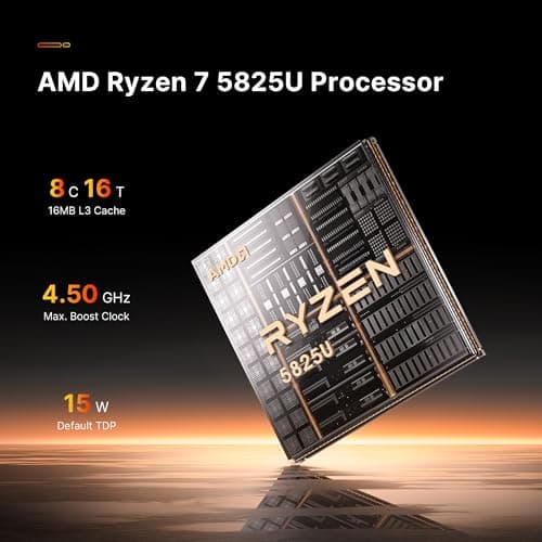 Mini PC P4 Plus, AMD Ryzen 7 5825U Mini Computers, 32GB DDR4 RAM 1TB m.2 NVMe SSD, Dual 2.5GbE LAN Ports/WiFi 6E/BT5.2, 4K Triple Display, Dual NVMe SSD Slots Mini Gaming PC