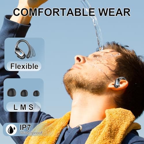 Wireless Earbuds Sport Bluetooth Headphones 5.4, 2025 Bluetooth Earbuds 75Hrs Stereo, 4 HD Mic, Over-Ear Buds with Earhooks ENC Noise Canceling Earphones, IP7 Waterproof Headset for Workout/Running