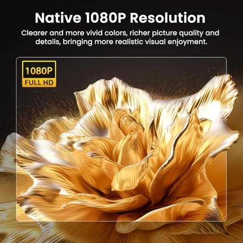 HAPPRUN Native 1080P Bluetooth Projector, Full HD Portable Outdoor Movie Projector with Built-in Speaker, Compatible with Smartphone, HDMI, USB, AV, Fire Stick, PS5 for Home, Bedroom, Outdoor Use