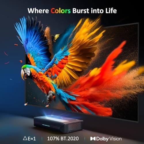 NexiGo Aurora Pro, Ultra Short Throw 4K Tri-Color Laser Projector, 2400 Lumens, Screen Adoption, Dynamic Laser Dimming, Dolby Vision & Atoms, HDR10, HLG, Active 3D, 60W Speakers, UST Laser TV