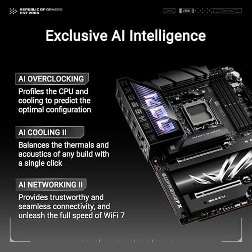 ASUS ROG Crosshair X870E Hero AMD X870E AM5 ATX Motherboard, Advanced AI PC Ready, 18+2+2 Power Stages, DDR5, PCIe® 5.0, 5X M.2, Wi-Fi 7, USB4®, AI Overclocking, Core Flex, PCIe Slot Q-Release Slim