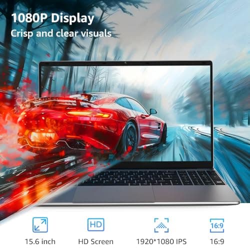 Windows 11 Laptop Computer, 15.6'' FHD IPS Student Laptops, Intel Celeron N5095 4-Core Processor, 12GB RAM + 512GB SSD up to Expandable 1TB, 2.4G+5G WiFi, 2 Years Warranty, Long Battery Life