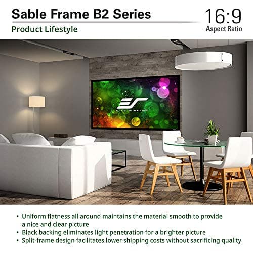 Elite Screens Sable Frame B2 Fixed Frame Projector Screen 120 inch 16 9, 4K/8K UHD, ISF-Certified CineWhite UHD-B (1.3 Gain), Wall Mounted for Standard, Short & UST Projectors, Home Theater, SB120WH2