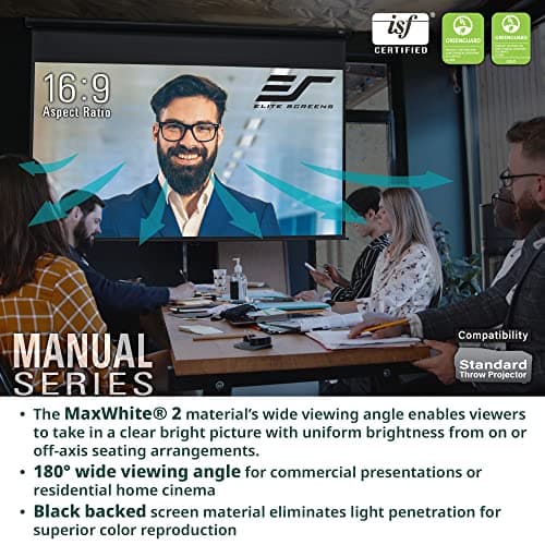 Elite Screens Manual Series, 150-INCH 16:9, Pull Down Manual Projector Screen with AUTO LOCK, Movie Home Theater 8K / 4K Ultra HD 3D Ready, 2-YEAR WARRANTY, M150UWH2