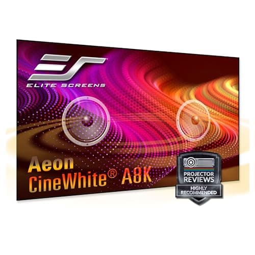 Elite Screens Aeon CineWhite A8K, 150" Diag, 16:9 Aspect Ratio, ISF Certified 8K Ultra HD Home Theater Fixed Frame Edge Free Projection Sound Transparent Perforated Weaved Screen, AR150H-A8K