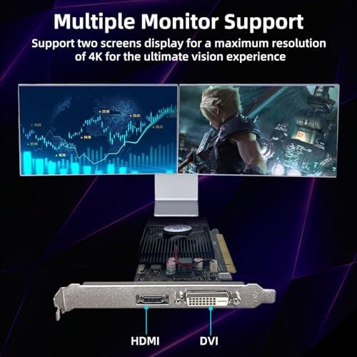 GeForce GT 1030 4G Low Profile Graphics Card, GDDR4 64Bit, HDMI/DVI Ports Support DirectX 12 Computer Gaming Video Card, Desktop GPU, Support 4K