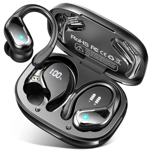 Wireless Earbud, 75Hrs Bluetooth 5.4 Headphones IP7 Waterproof for Sport, Running Wireless Earphones with ENC Noise Cancelling Mics, Deep Bass Over Ear bud with Earhooks for Android, iOS, Workout, Gym