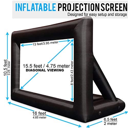 KHOMO GEAR 20 ft Outdoor Projector Screen - Supports Front and Rear Projection - Includes Inflation Fan, Tie-Downs and Storage Bag - Inflatable Projector Screen