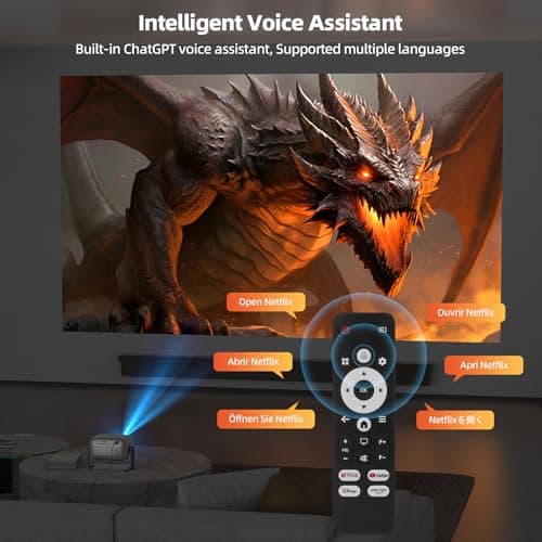 Netflix Officially Licensed Projector,BETTDOW Closed-Design Projector with Wifi 6 and Bluetooth 5.2,Intelligent Voice Assistant,Electric Focus Projector for Netflix/YouTube/Prime Video/D+