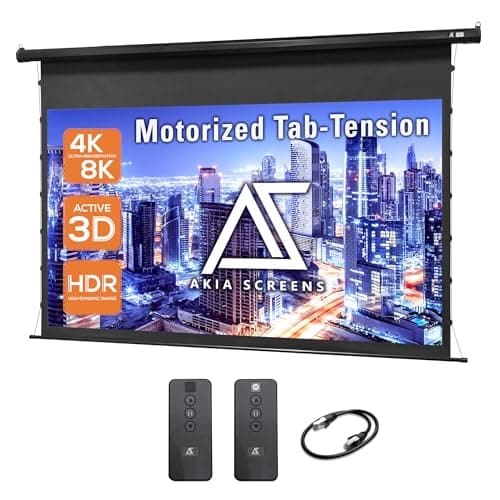 Akia Screens 105 inch Motorized Projector Screen Tensioned 16:9 Retractable Projector Screen Indoor Movie Screen Compatible with UST, Short, Standard Throw Projection for 4K Home Theater, AK-ELT105H