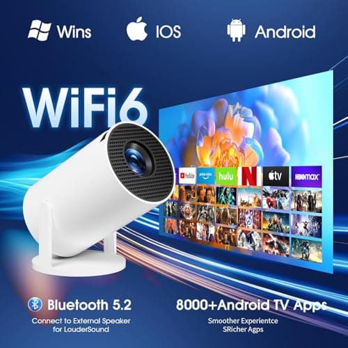 [Built-in App] Mini Projector 1080P FHD 4K Support Projector with Mouse Portable Projector with WiFi and Bluetooth 180° Adjustable Auto Keystone HDMI/TV Stick/PS5/Laptop, with HDMI Cable & Mouse