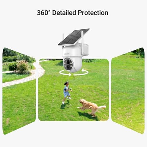 Security Cameras Wireless Outdoor Home System, 4 Camera Kit, No Subscription Fees, Solar Powered, Local Storage, 365-Day Battery Life, 360°PTZ Surveillance, Auto Tracking, 2K Color Night Vision