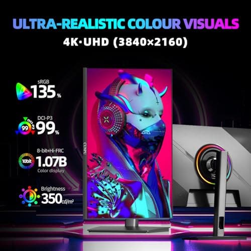 27 Inch 4K 144Hz Gaming Monitor, UHD 3840x2160 Fast IPS Panel PC Monitor, 135% sRGB, HDR400Nit, Freesync & G-sync, Support PS5 120Hz VRR, HDMI 2.1,DP 1.4, Height/Vertical Adjustment