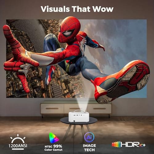 [AI Movin System & 1200 ANSI] Projector-4K with WiFi 6 and Bluetooth, 30W DoIby Audio Netflix-Licensed Projector, One-touch Focus Portable 1080P Outdoor-Projector, Lisowod Smart Proyector with HDR10+