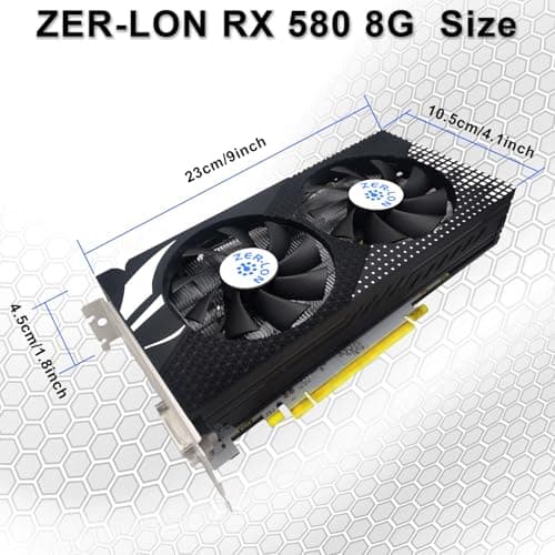 Radeon RX 580 8GB Graphics Card, 2048SP GDDR5 256 Bit Pc Gaming Video Card with Dual Cooling Fan, HDMI DP DVI-Output, PCI Express 3.0 Computer GPU for Office and Gaming