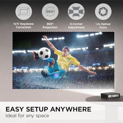 ViewSonic X1-4KPro 4K UHD LED Projector Designed for Xbox with Built-in Google TV and Netflix, 2500 ANSI Lumens, H/V Keystone, 4 Corner Adjustment, 1.3x Optical Zoom for Smart Home Theater