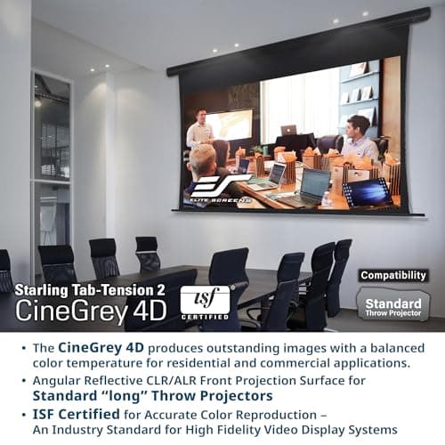 Elite Screens Starling Tab-Tension 2 CineGrey 4D, 106" 16:9, Ceiling, Ambient Light Rejecting (CLR/ALR) Tab-Tensioned Electric Drop Down Front Projector Screen Programmed Remote Kit, STT106UHD4-E12