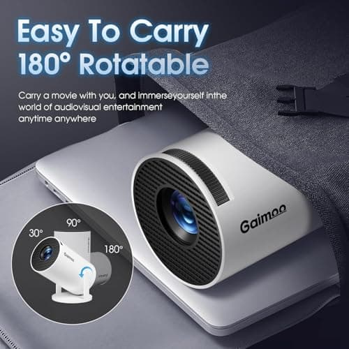 [Built-in App] Mini Projector 1080P FHD 4K Support Projector with Mouse Portable Projector with WiFi and Bluetooth 180° Adjustable Auto Keystone HDMI/TV Stick/PS5/Laptop, with HDMI Cable & Mouse