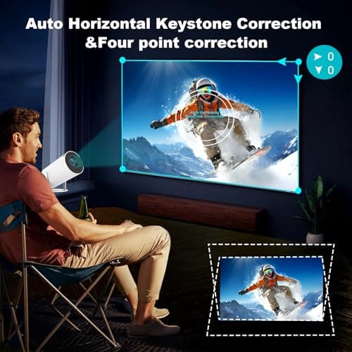Mini Projector, HY300 PRO Portable Projector, Support 4K 1080P with Dual-Band WIFI6 5G Wireless 5.2 Bluetooth Android 13, 180° Rotatable, Auto Keystone Correction, 35"-130" Screen Video Projector