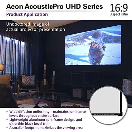 Elite Screens Aeon AUHD Series, 135-inch 16:9, 4K Home Theater Fixed Frame Edge Free Borderless Projection Sound Transparent Perforated Weave Projector Screen, AR135H2-AUHD