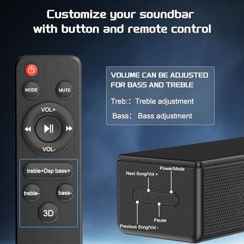 2.0 CH Dolby Digital Sound Bar - Bluetooth Home Theater Speaker with HDMI ARC, Optical, Aux for Smart TV, Gaming, PC & Projector, Compact Speaker Bar with 3D Surround Sound Home Theater Soundbar