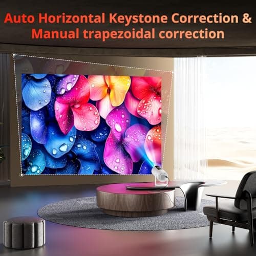 Auto Keystone Projector with WIFI and Bluetooth, Pericat 210° Rotatable Portable Projector, 18000L Native 1080P Home Theater, Outdoor Movie Projectors Compatible with TV Stick, Laptop, PC, Smartphone