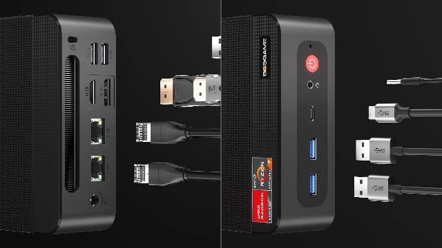 Mini PC P4 Plus, AMD Ryzen 7 5825U Mini Computers, 32GB DDR4 RAM 1TB m.2 NVMe SSD, Dual 2.5GbE LAN Ports/WiFi 6E/BT5.2, 4K Triple Display, Dual NVMe SSD Slots Mini Gaming PC