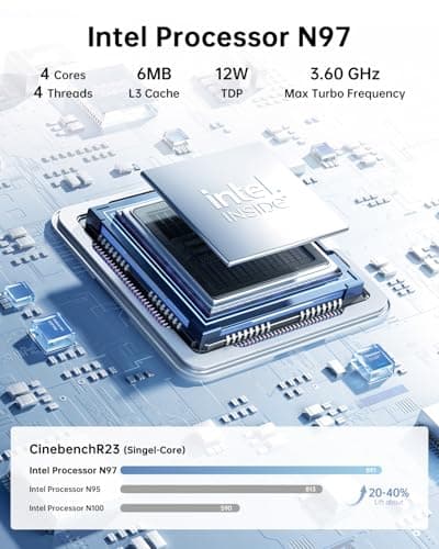 KAMRUI E2 Mini PC 11 Pro, 12th Gen Alder Lake N97(up to 3.6GHz) Micro PC (Beat N150/N100/N95), 16GB RAM 512GB M.2 SSD, Desktop Computers 4K Dual Display/USB3.2/WiFi/BT/LAN Small Computer