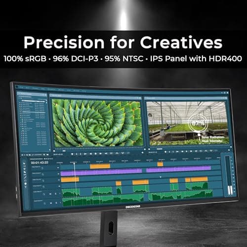 Deco Gear 40 Curved Ultrawide Nano IPS Monitor, 5120x2160 5K2K, 21:9, HDR10, AdaptiveSync, 100% sRGB, HDMI 2.0, DP, USB-C