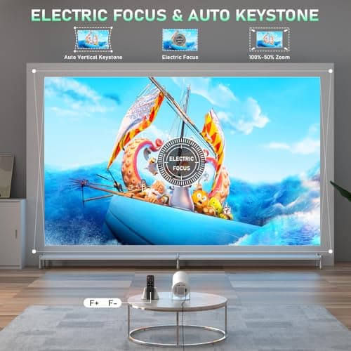 [Netflix Officially & Electric Focus] Mini Projector with WiFi and Bluetooth, XuanPad Full HD 1080P Portable Projector, 210° Rotatable Stand, Auto Keystone, Dust Removal and Heat Dissipation Design